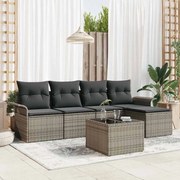 vidaXL Conjunto de sofá de jardim 5 peças com almofadas pretas em rattan sintético.
