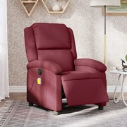 vidaXL Poltrona reclinável de massagens elétrica tecido vermelho tinto