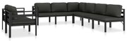 vidaXL 8 pcs conjunto lounge jardim com almofadões alumínio antracite