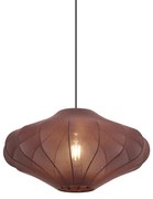 Candeeiro suspenso Japandi castanho com abajur de tecido 50cm - Plu Design