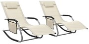 vidaXL Espreguiçadeiras 2 pcs textilene cor creme e cinzento