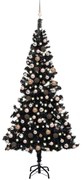 vidaXL Árvore Natal artificial pré-iluminada c/ bolas PVC preto