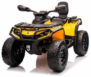 Moto 4 elétrica para crianças 12V Can Am Outlander 4×4 200W rodas Espuma EVA, assento couro Carga até 50Kg Amarela