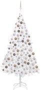 vidaXL Árvore Natal artificial pré-iluminada c/ bolas PVC branco