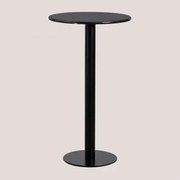 Mesa Alta De Bar Redonda Em Mármore (ø60 Cm) Rocher Mármore Preto & Preto - Sklum