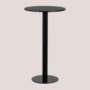 Mesa Alta De Bar Redonda Em Mármore (ø60 Cm) Rocher Preto & Preto - Sklum