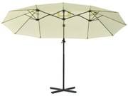 Outsunny Chapéu de Sol Duplo Inclinável para Jardim Terraço Chapéu de Sol Excêntrico à Manivela com 12 Hastes de Aço 270x440x250cm Bege