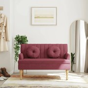 vidaXL Banco c/ almofadões 113x64,5x75,5 cm tecido vermelho tinto