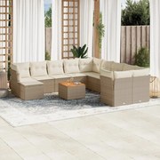 vidaXL 12 pcs conjunto de sofás p/ jardim com almofadões vime PE bege