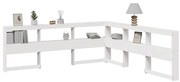 vidaXL Estante cabeceira forma de L 200 cm madeira pinho maciça branco
