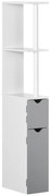 kleankin Coluna Casa de Banho com 2 Portas e 2 Prateleiras Abertas Estilo Moderno 15,2x29,8x118cm Branco e Cinza | Aosom Portugal