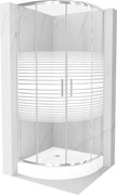 Mexen Rio cabine de duche semicircular 70 x 70 cm, faixas brancas, cromado + base, branco - 863-070-070-01-20-4710