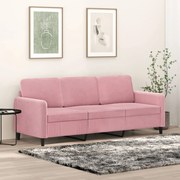 vidaXL Sofá de 3 lugares 180 cm veludo rosa