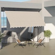 Toldo Manual Retrátil com Manivela 350x120x210-300 cm com Altura Ajustável Impermeável para Jardim Varanda Areia