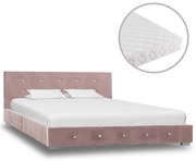 Cama com colchão 120x200 cm veludo rosa