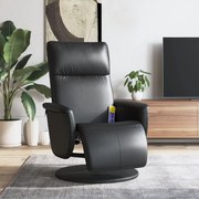 vidaXL Cadeira massagens reclinável c/apoio pés couro artificial preto