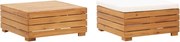 vidaXL Conjunto mesa e apoio de pés jardim c/ almofadão acácia maciça