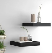 Prateleiras de parede suspensas 2 pcs 23x23,5x3,8cm MDF preto