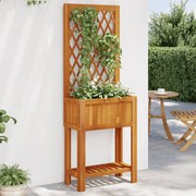 vidaXL Vaso/floreira com treliça e prateleira madeira de acácia maciça