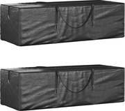 vidaXL Sacos de arrumação p/ almofadões jardim 2 pcs polietileno preto