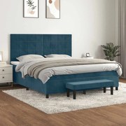 vidaXL Cama com molas/colchão 180x200 cm veludo azul-escuro