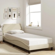 vidaXL Estrutura cama c/ cabeceira sem colchão tecido 80x200 cm creme