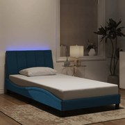 Estrutura de cama c/ luzes LED 100x200 cm veludo azul