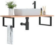 vidaXL Prateleira de parede p/ lavatório aço/madeira carvalho maciça