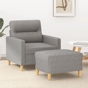 vidaXL Poltrona com apoio de pés 60 cm tecido cinzento-claro