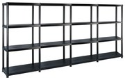 vidaXL Unidade com 4 prateleiras 244x30,5x130 cm plástico preto