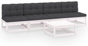 5 pcs conjunto lounge de jardim c/ almofadões pinho maciço