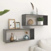 vidaXL Prateleiras parede cúbicas 6 pcs deriv. madeira cinza brilhante
