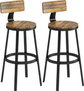 HOMCOM Conjunto 2 Banquetas de Bar Estilo Rústico com Apoio para os Pés, em Madeira e Metal, 37x47x96 cm, Marrom | Aosom Portugal