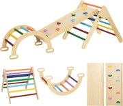 AIYAPLAY Triângulo Escalada Madeira 5 em 1 Escada Crianças 18-48 Meses Rampa Arco Escalada Seguro 178x64,5x63 cm Multicor | Aosom Portugal