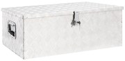 vidaXL Caixa de arrumação 90x47x33,5 cm alumínio prateado