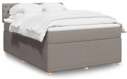 vidaXL Cama com molas/colchão 140x200 cm tecido castanho-acinzentado