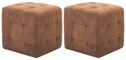 vidaXL Pufe 2 pcs 30x30x30 cm camurça castanho