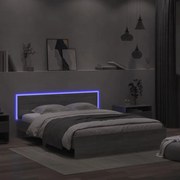 vidaXL Estrutura cama c/ cabeceira/luzes LED 160x200cm cinzento sonoma