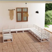 11 pcs conjunto lounge de jardim pinho maciço branco