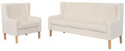 vidaXL Conjunto de sofás 2 pcs tecido branco nata