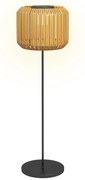 Outsunny Luminária de Pé de Vime para Área Externa Lâmpada Solar de Jardim Sensor Automático LED Metal Ø34x130 cm Preto Amarelo | Aosom Portugal