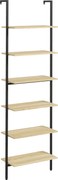 HOMCOM Estante Escada de Parede 6 Prateleiras Industrial Aço 60x30x206 cm Cor Madeira | Aosom Portugal