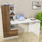 Secretária Domingos – Branco Nogueira – 149,5x120x61,8 cm | Tribo Home