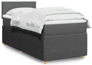 vidaXL Cama com molas/colchão 90x190 cm tecido cinza-escuro