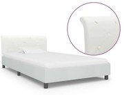 Estrutura de cama 90x200 cm couro artificial branco