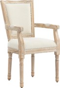 HOMCOM Cadeira de Jantar, Cadeira de Cozinha, Decoração com tachas, Estilo rústico francês, Madeira de seringueira, Creme branco, 54,5 x 59 x 96 cm | Aosom Portugal