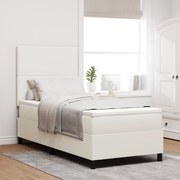 Cama Box Spring com Colchão Creme 80x200 cm Tecido de Veludo Cotelê