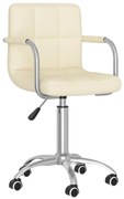 vidaXL Cadeira de jantar giratória tecido cor creme
