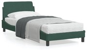 Estrutura de cama c/ cabeceira 90x190 cm veludo verde-escuro