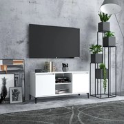 vidaXL Móvel de TV com pernas em metal 103,5x35x50 cm branco